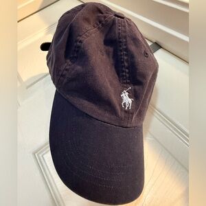 Ralph Lauren Navy Blue Baseball Cap with Light Blue Polo Logo and Light Blue Rim